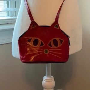 Leather Cat Purse VTG in GUC (B)